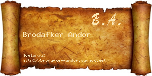 Brodafker Andor névjegykártya